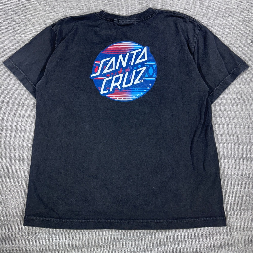 Santa Cruz T-Shirt Mens Medium Black Good Graphic Dot Logo Skate Short Sleeve